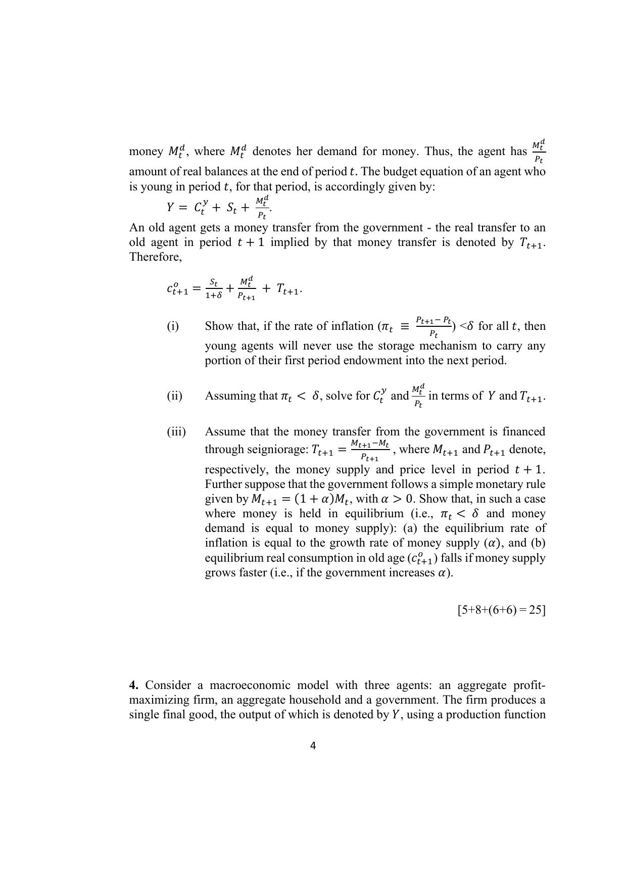 ISI Admission Test JRF in Quantitative Economics (QEB) 2024 Sample Paper - Page 4