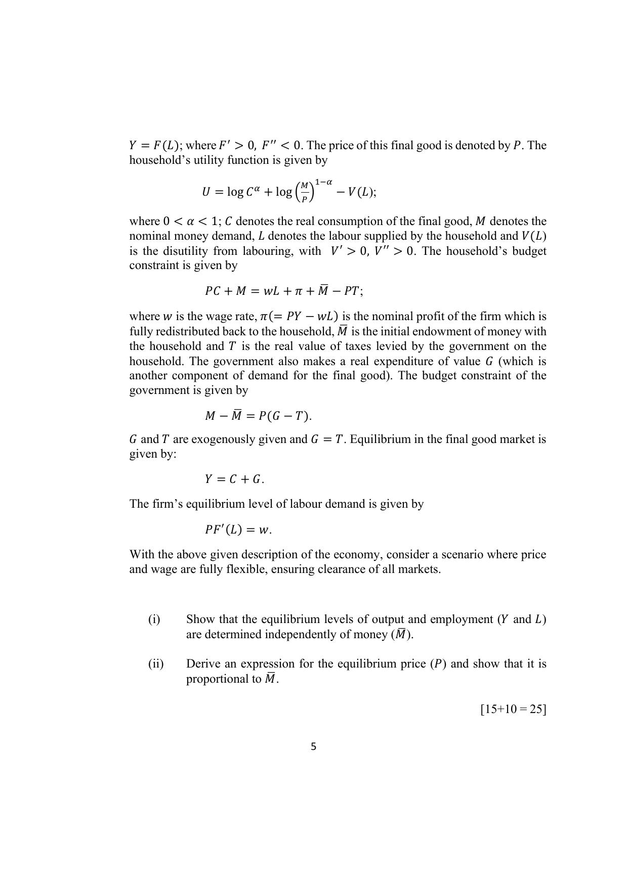 ISI Admission Test JRF in Quantitative Economics (QEB) 2024 Sample Paper - Page 5
