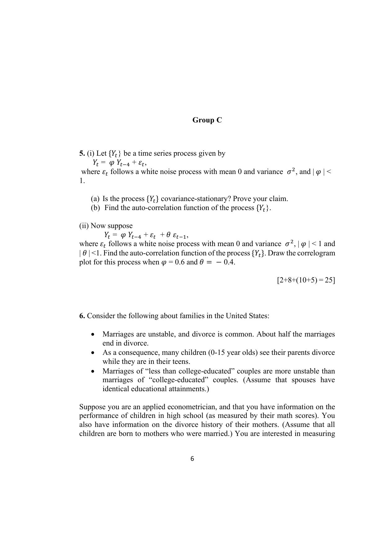 ISI Admission Test JRF in Quantitative Economics (QEB) 2024 Sample Paper - Page 6