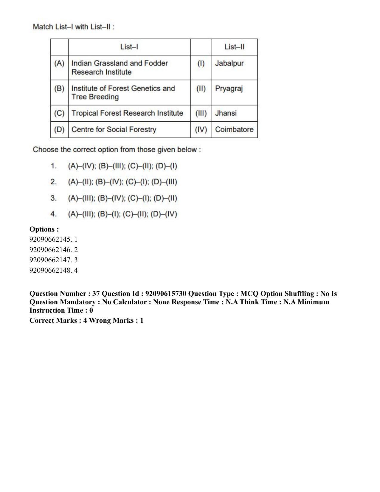 CUET PG 2023: SCQP02 – Agro-forestry(HINDI) - Shift 3 (12-06-2023) Question Paper - Page 41