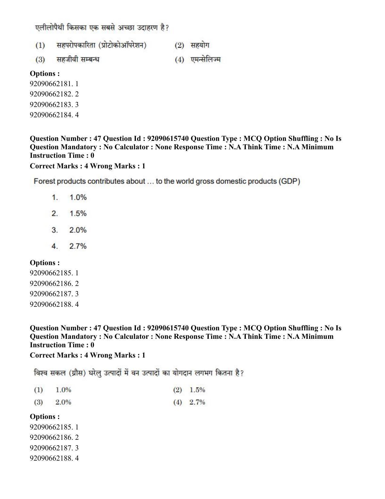 CUET PG 2023: SCQP02 – Agro-forestry(HINDI) - Shift 3 (12-06-2023) Question Paper - Page 51
