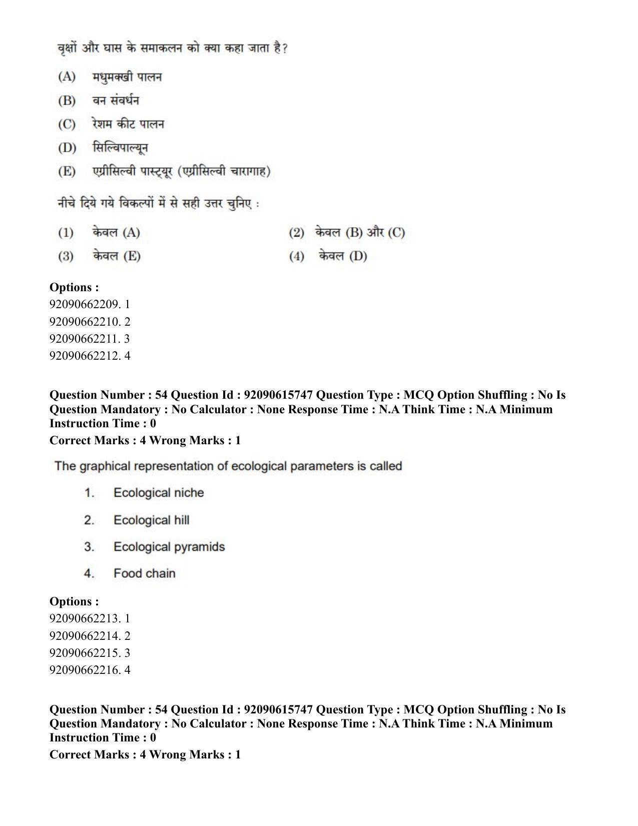 CUET PG 2023: SCQP02 – Agro-forestry(HINDI) - Shift 3 (12-06-2023) Question Paper - Page 58