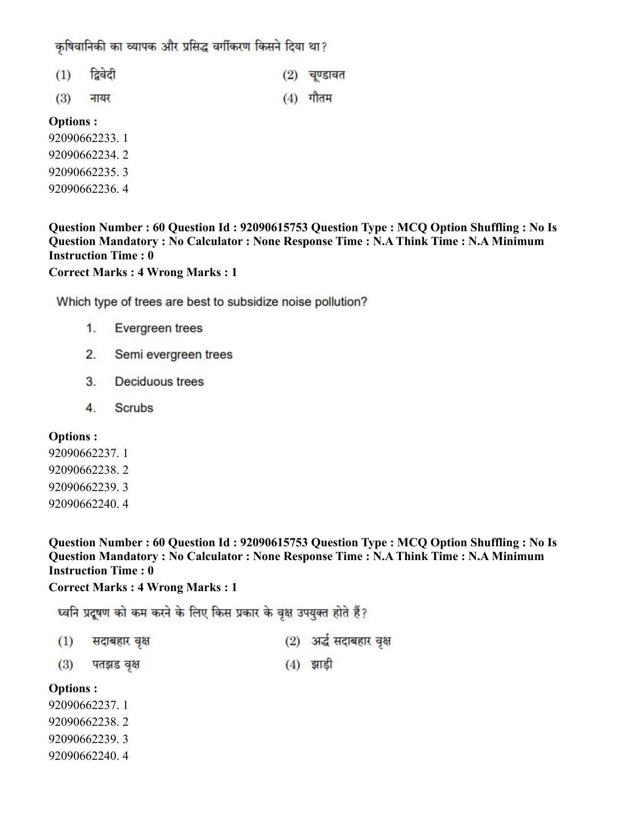 CUET PG 2023: SCQP02 – Agro-forestry(HINDI) - Shift 3 (12-06-2023) Question Paper - Page 63