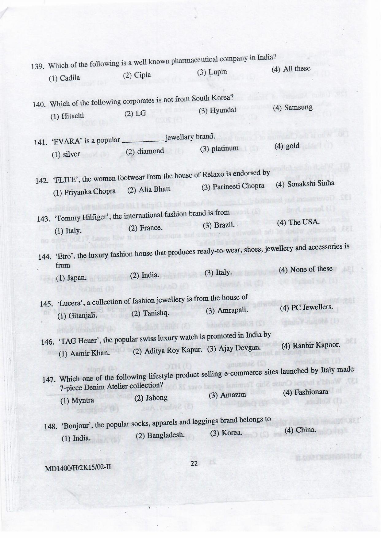NIFT 2015 Combined Sample Paper - Page 72