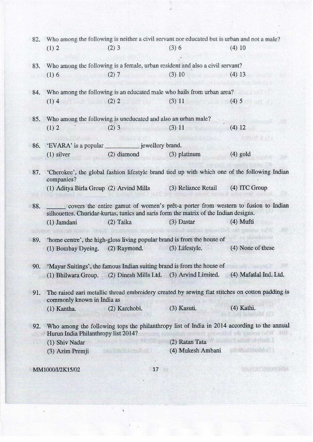 NIFT 2015 Combined Sample Paper - Page 90