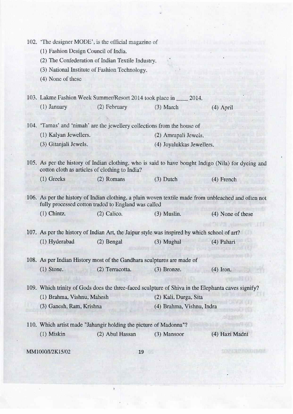NIFT 2015 Combined Sample Paper - Page 92
