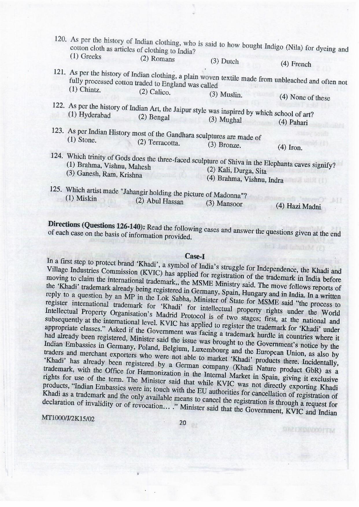 NIFT 2015 Combined Sample Paper - Page 121