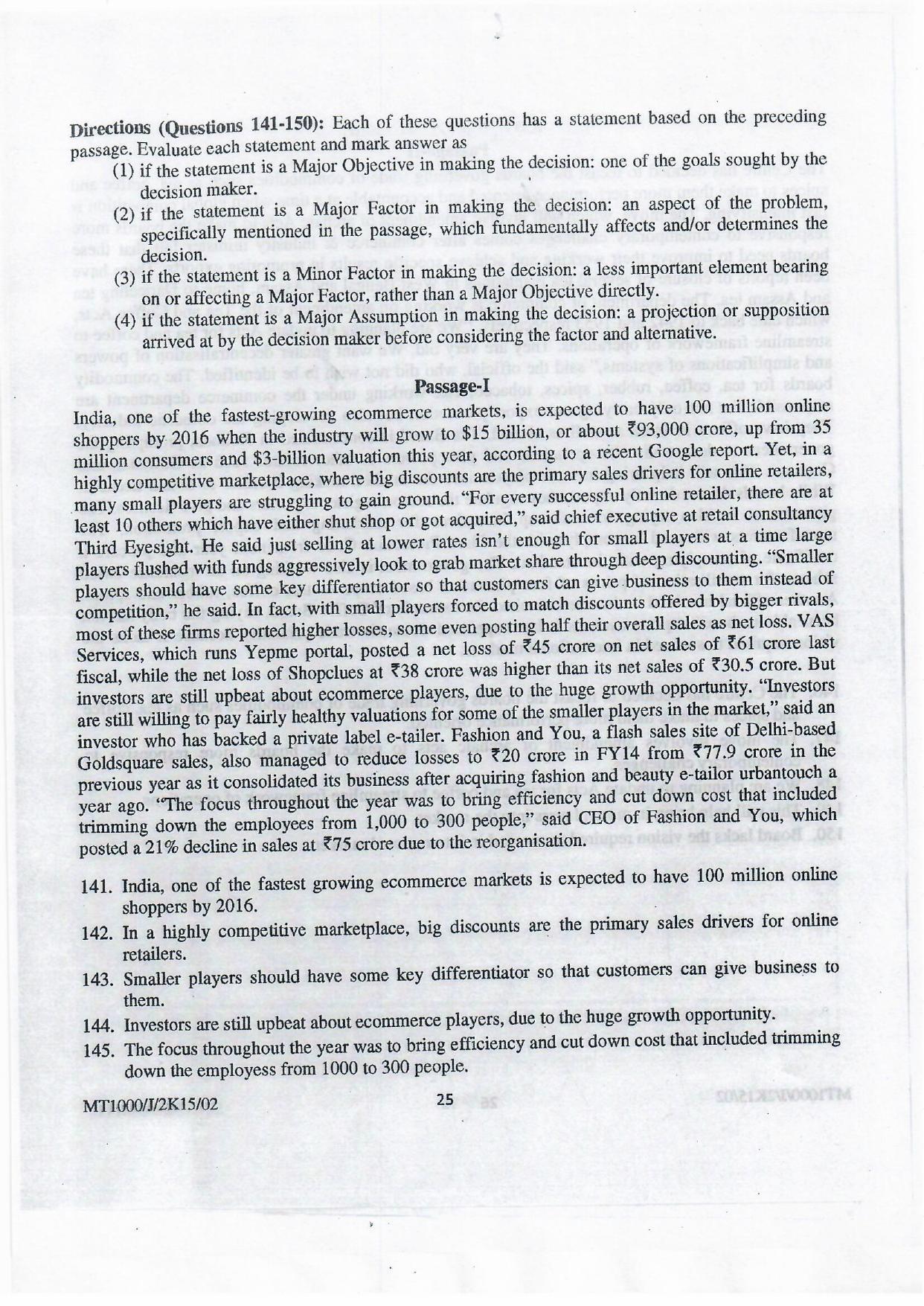 NIFT 2015 Combined Sample Paper - Page 126