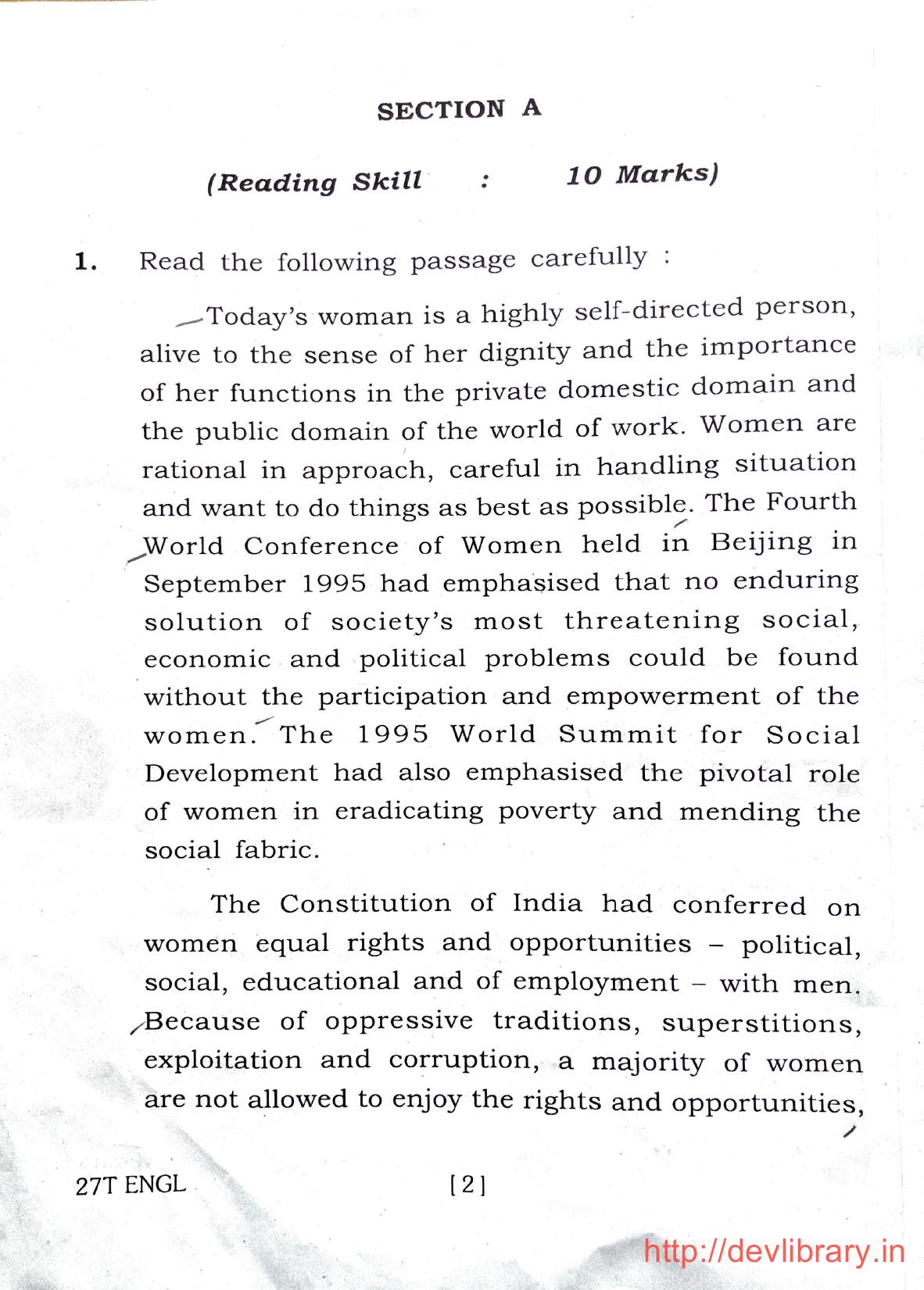 Assam HS 2nd Year English 2017 Question Paper - Page 2