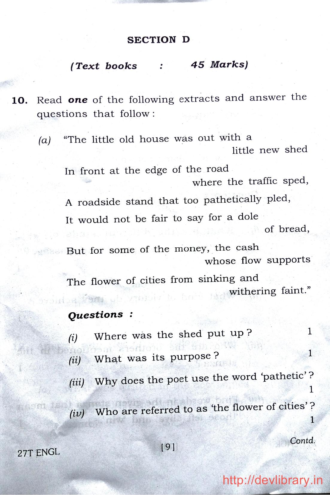 Assam HS 2nd Year English 2017 Question Paper - Page 9