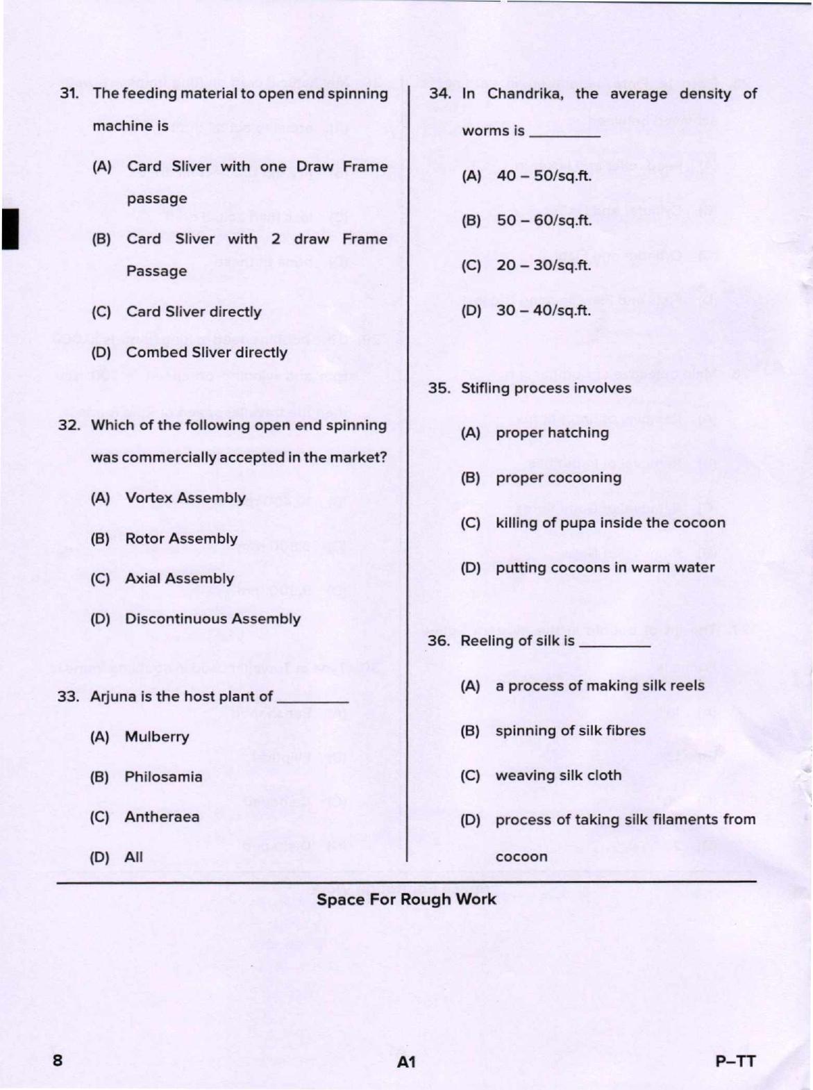 Karnataka PGCET 2020 Textile Technology Question Paper - Page 8