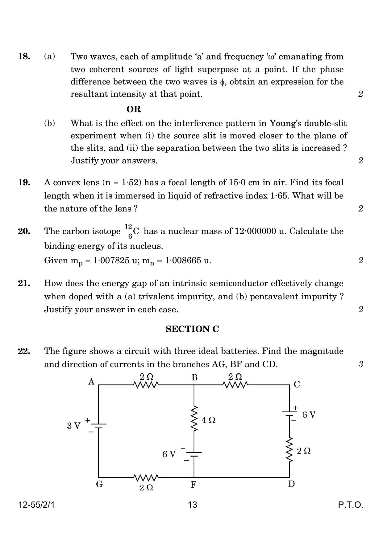 CBSE Class 12 55-2-1 Physics 2024 Question Paper - Page 13