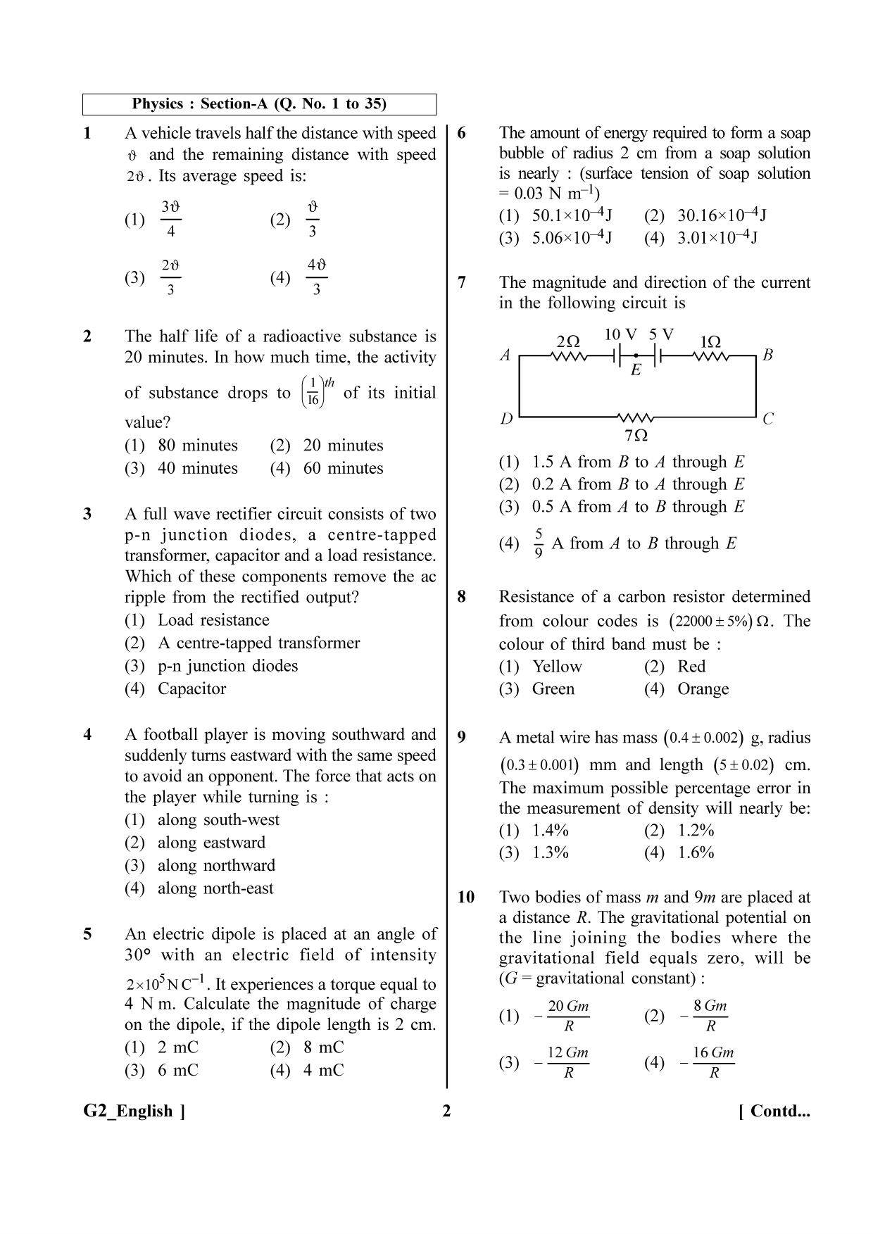 NEET 2023 G2 Question Paper - Page 2