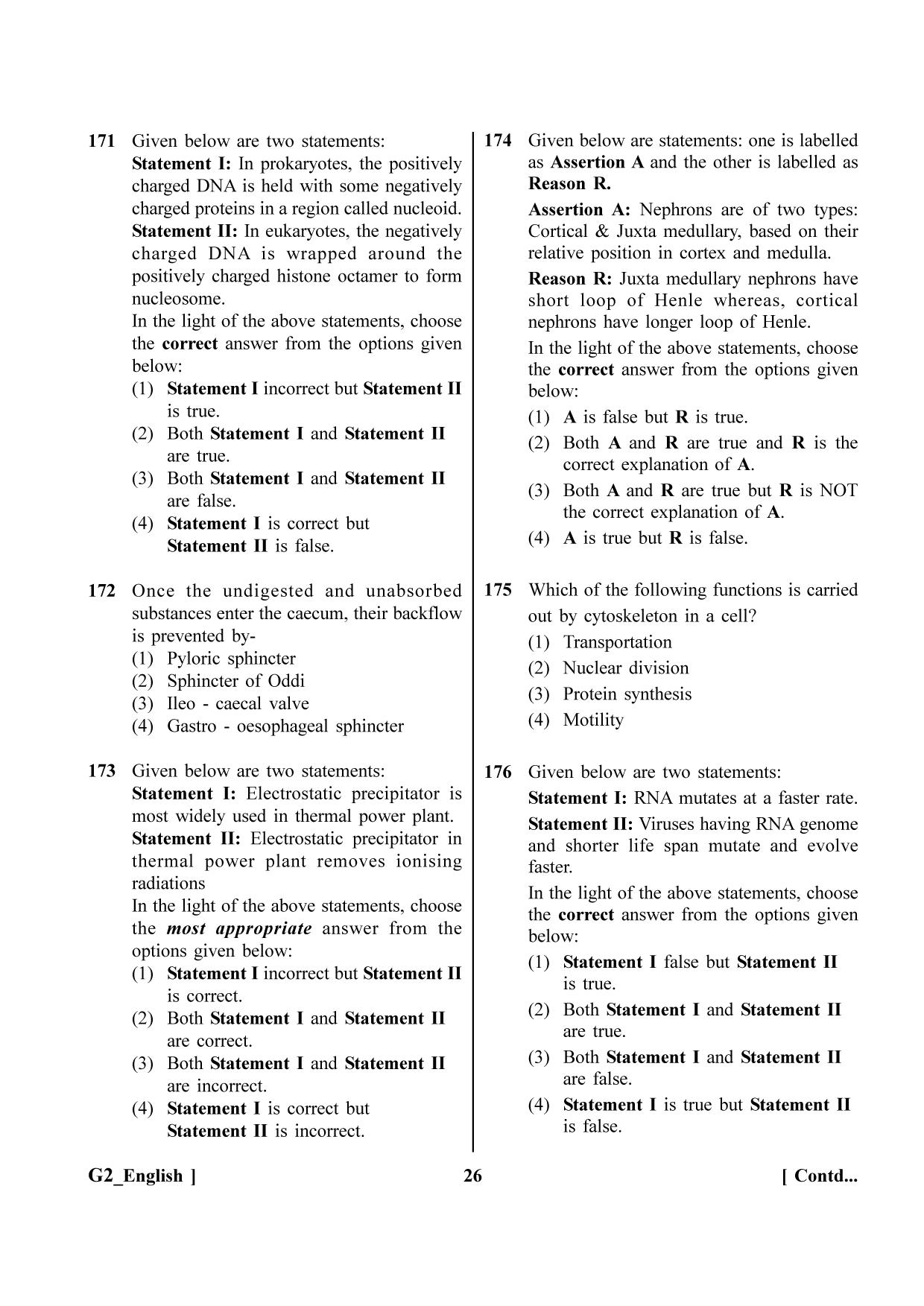 NEET 2023 G2 Question Paper - Page 26