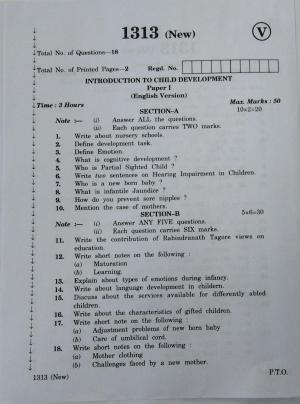 AP Inter 2nd Year Vocational Question Paper March - 2020 - Introduction to Child Development-I