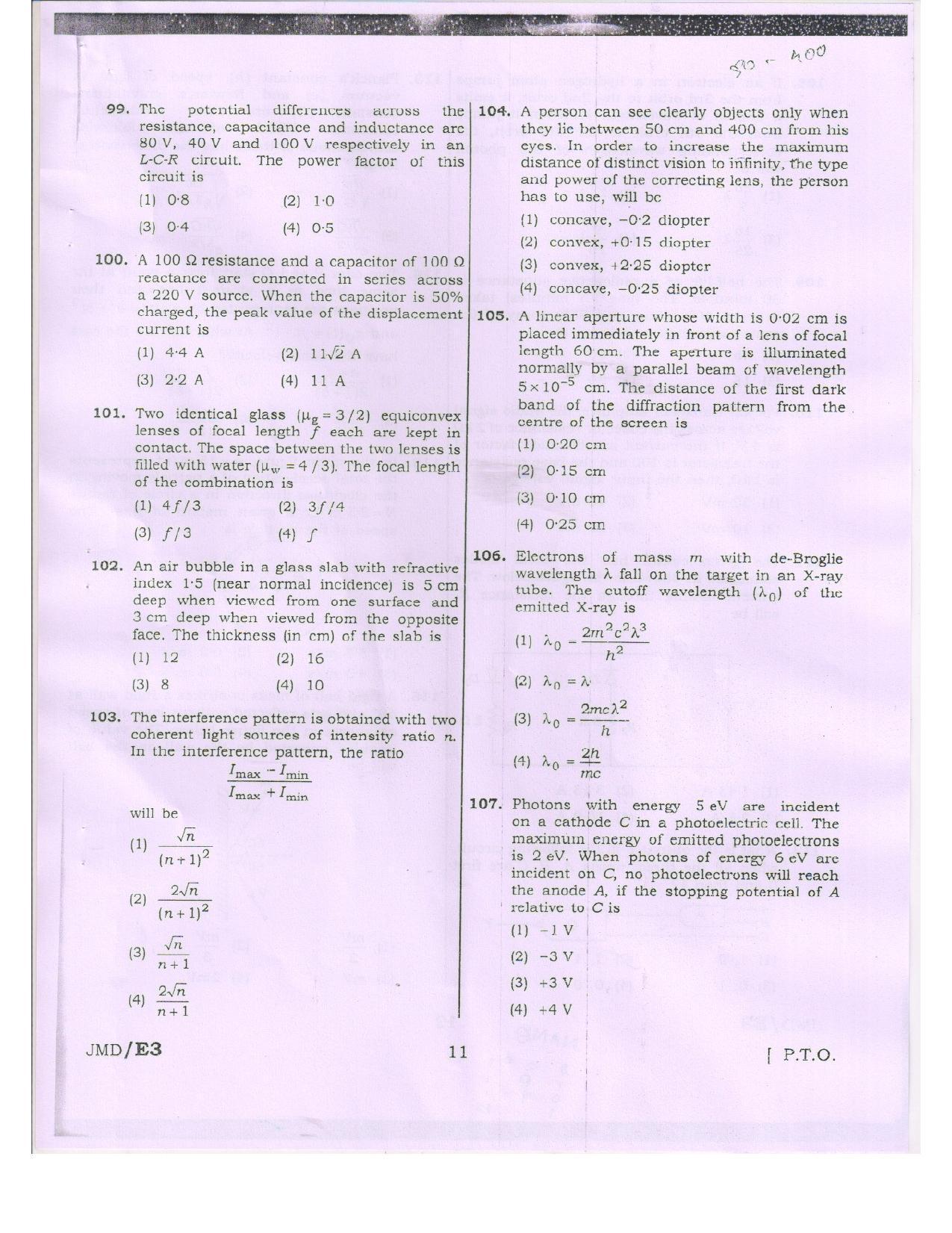 NEET Code RR 2016 Question Paper - Page 11
