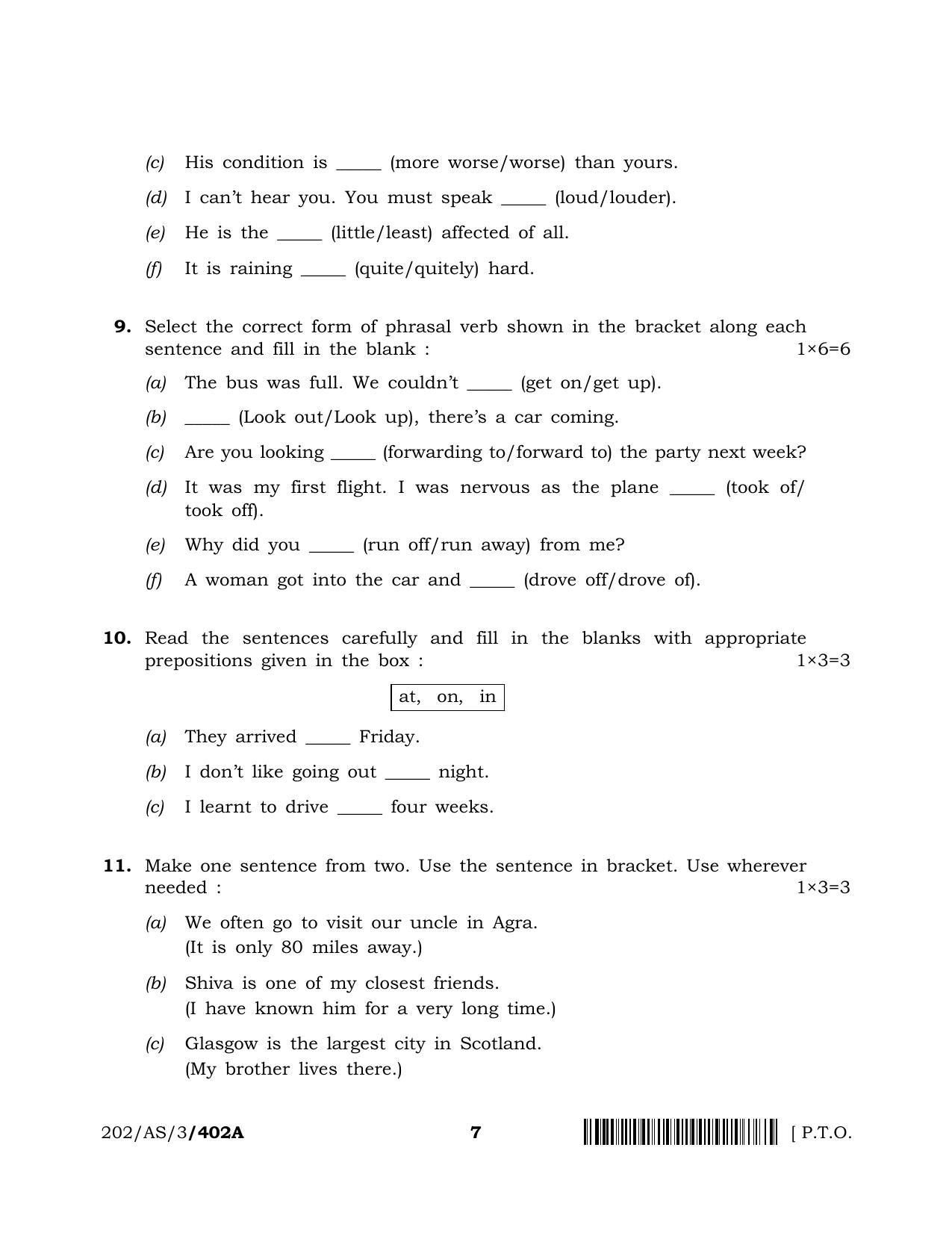 NIOS 2023 Class 10 English (AS) Question Paper - Page 7