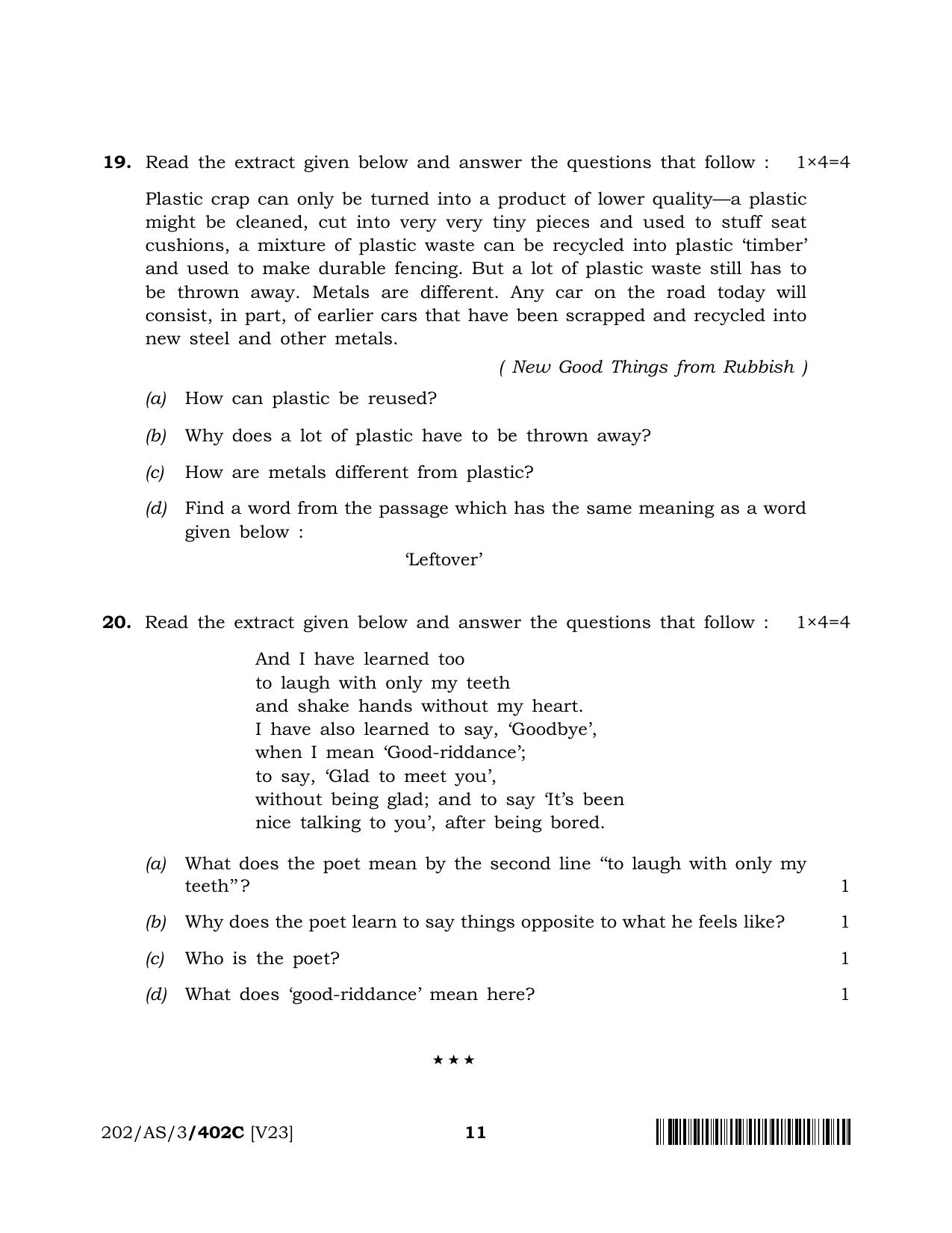 NIOS 2023 Class 10 English (AS) Question Paper - Page 33