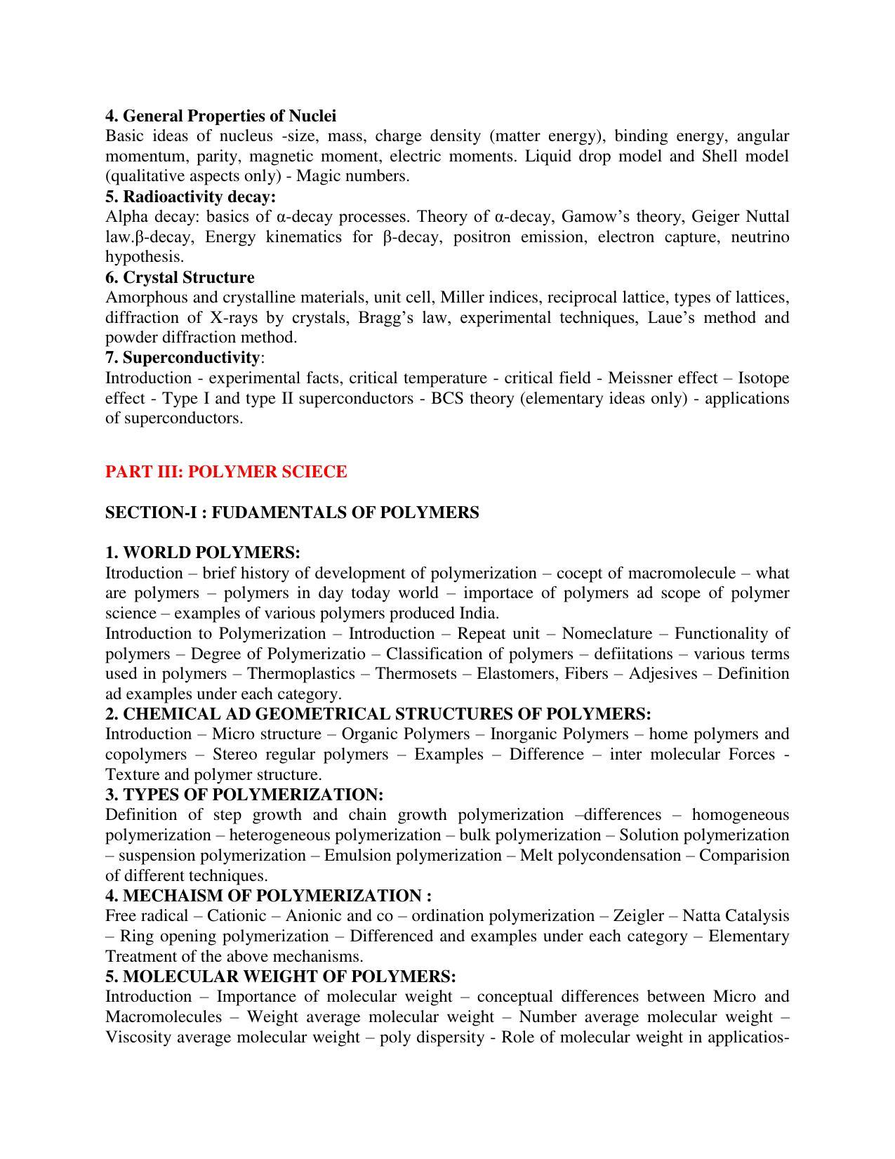 AP PGCET POLYMER SCIENCE Syllabus - Page 11
