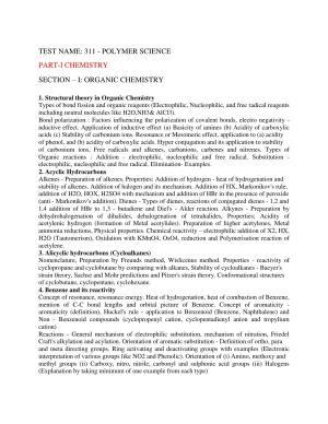 AP PGCET POLYMER SCIENCE Syllabus