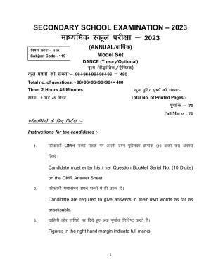 Bihar Board 10th DANCE (Theory/Optional) Model Paper 2023