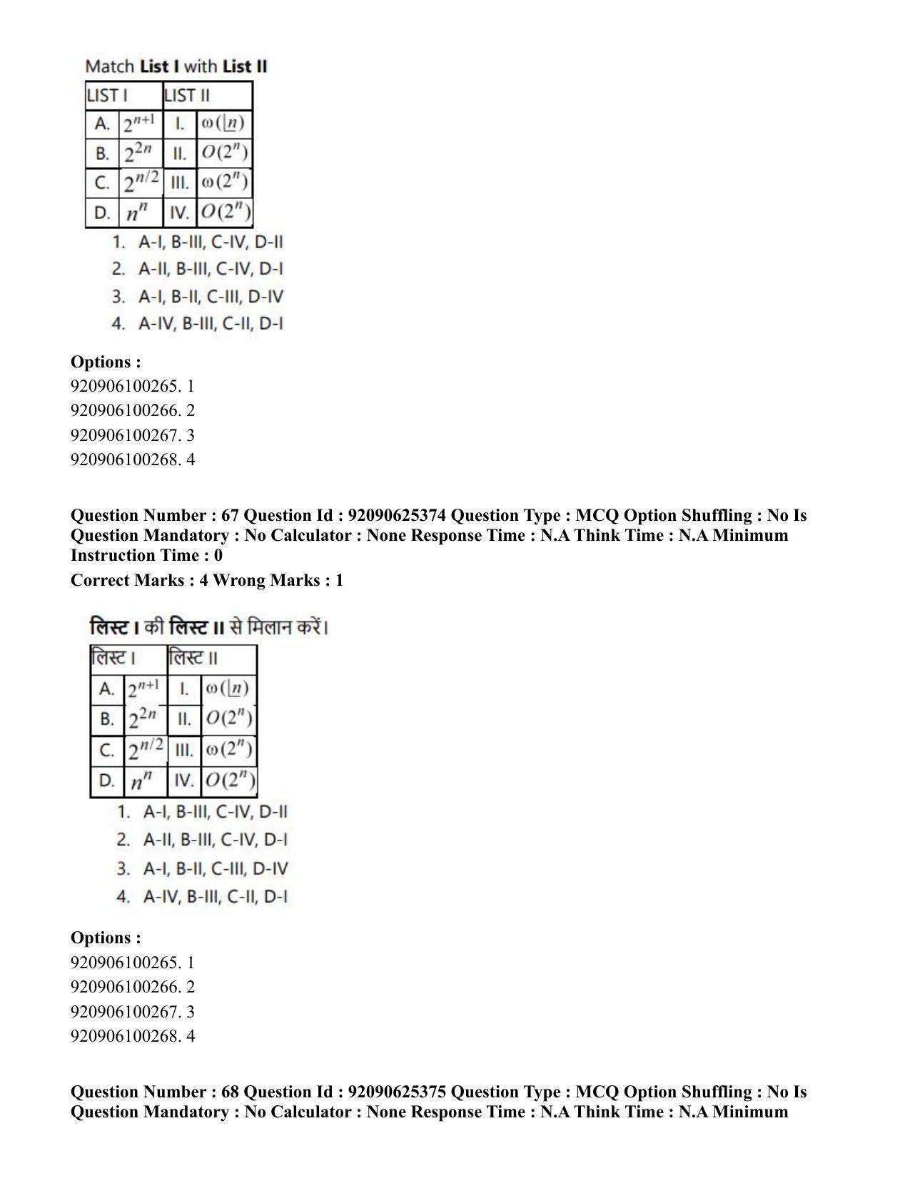CUET PG 2023: MTQP04 – Data Science, Artifical Intelligence, Cyber Security & Computer Science (Hin) - Shift 2 (26-06-2023) Question Paper - Page 66