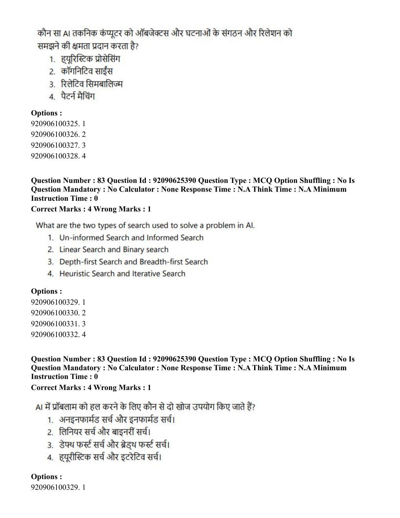 CUET PG 2023: MTQP04 – Data Science, Artifical Intelligence, Cyber Security & Computer Science (Hin) - Shift 2 (26-06-2023) Question Paper - Page 81