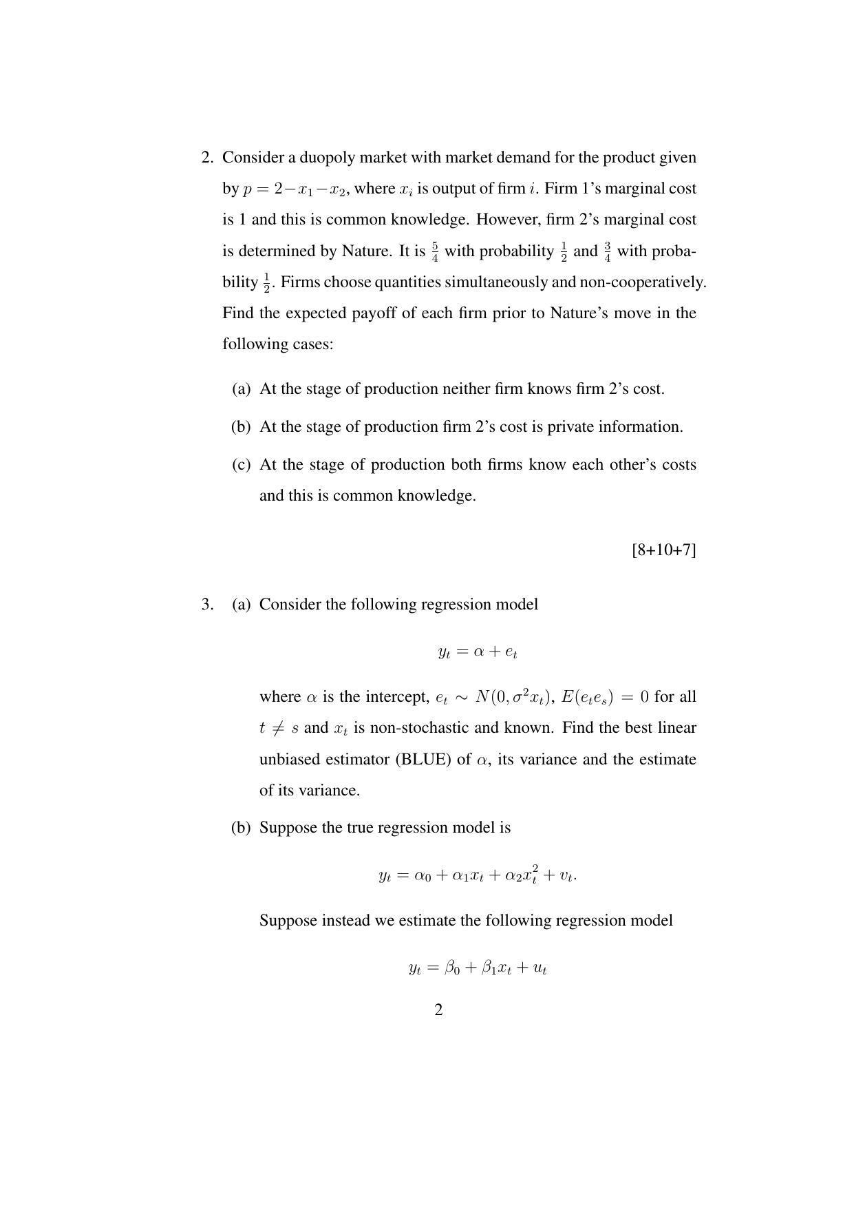 ISI Admission Test JRF in Quantitative Economics QEB 2017 Sample Paper - Page 2