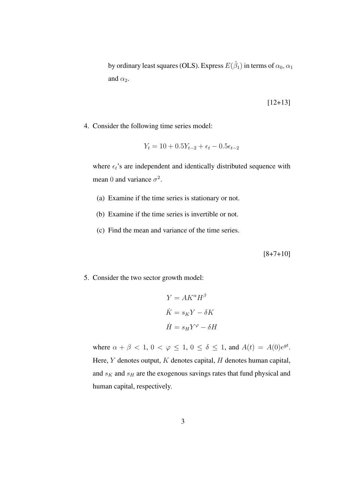 ISI Admission Test JRF in Quantitative Economics QEB 2017 Sample Paper - Page 3
