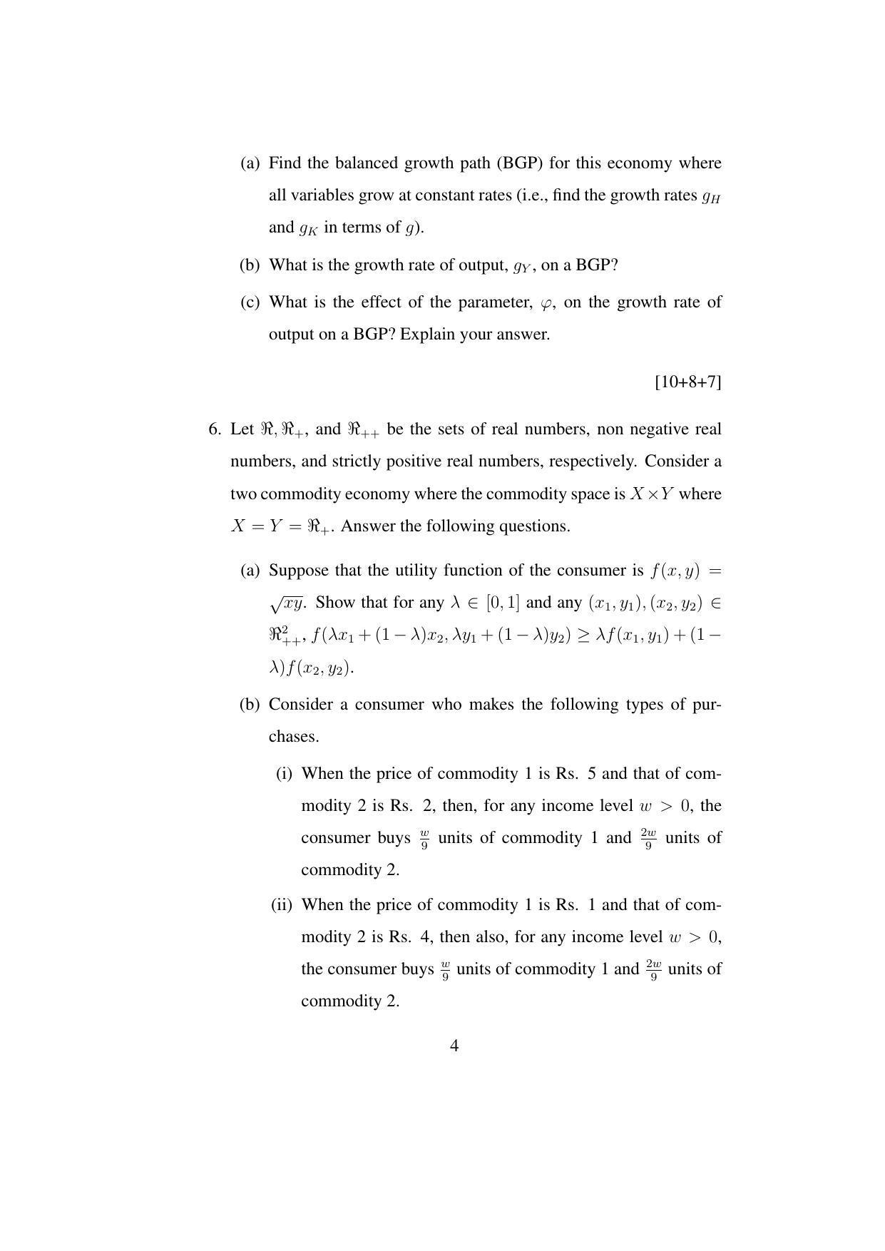 ISI Admission Test JRF in Quantitative Economics QEB 2017 Sample Paper - Page 4