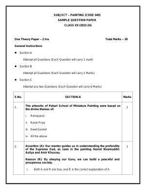 CBSE Class 12 Painting Sample Paper 2024