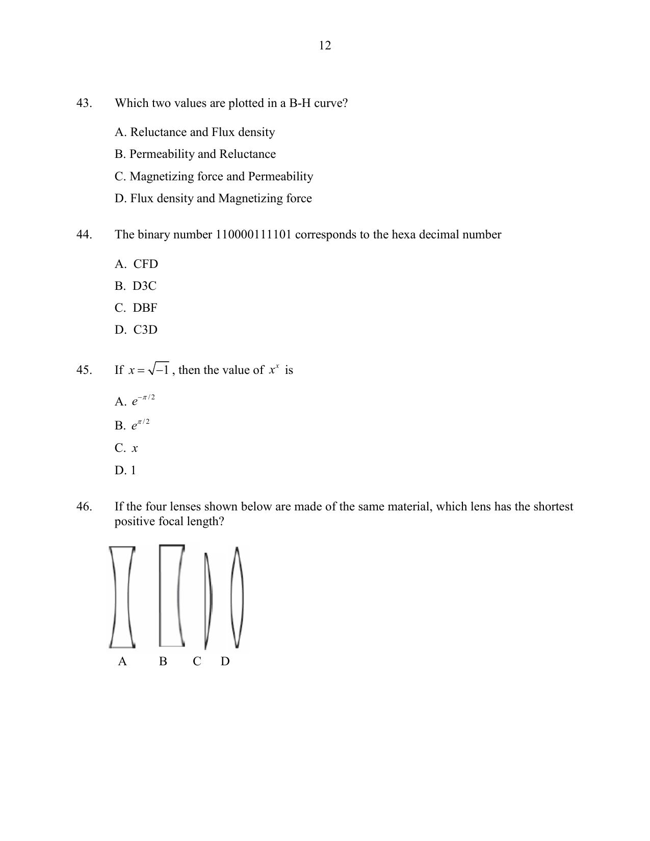 CUSAT CAT 2016 Physics Question Paper - Page 12
