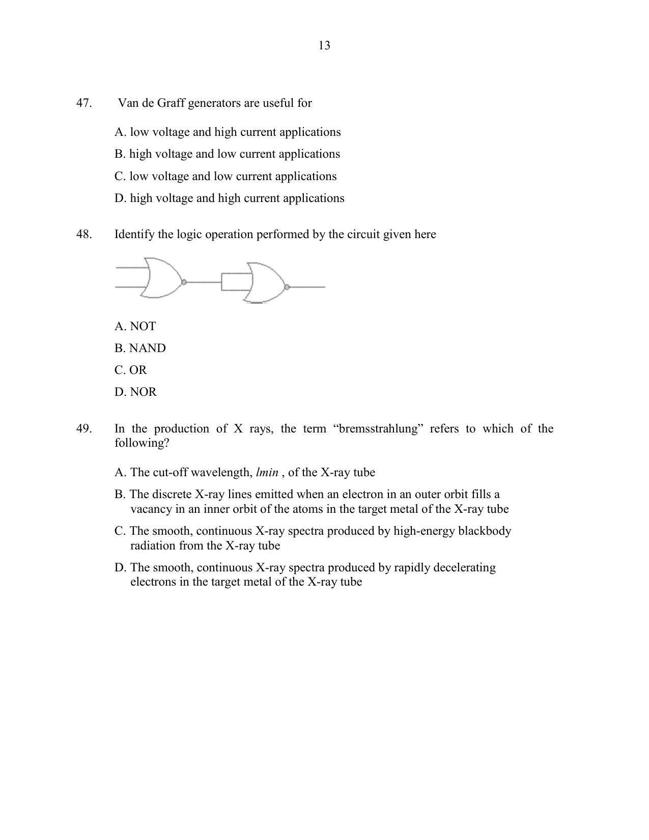 CUSAT CAT 2016 Physics Question Paper - Page 13