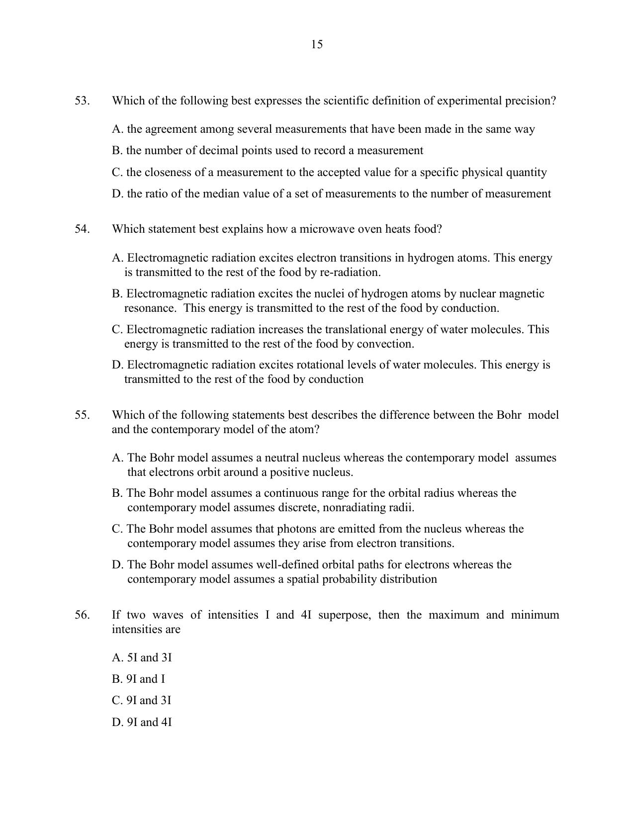 CUSAT CAT 2016 Physics Question Paper - Page 15
