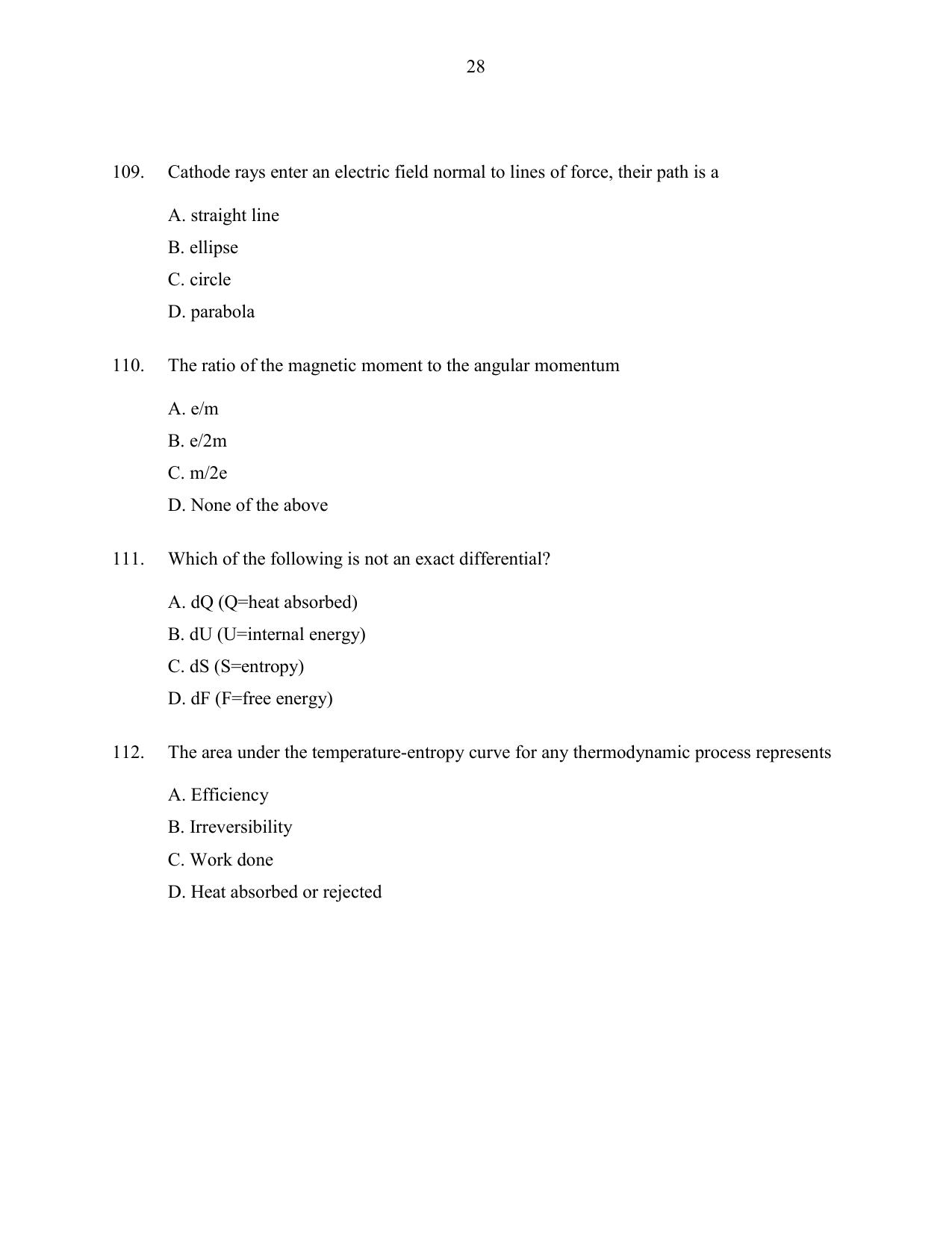 CUSAT CAT 2016 Physics Question Paper - Page 28
