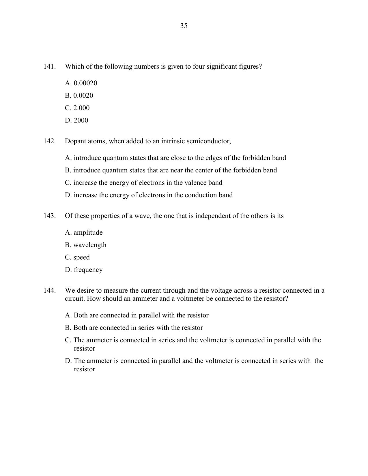 CUSAT CAT 2016 Physics Question Paper - Page 35
