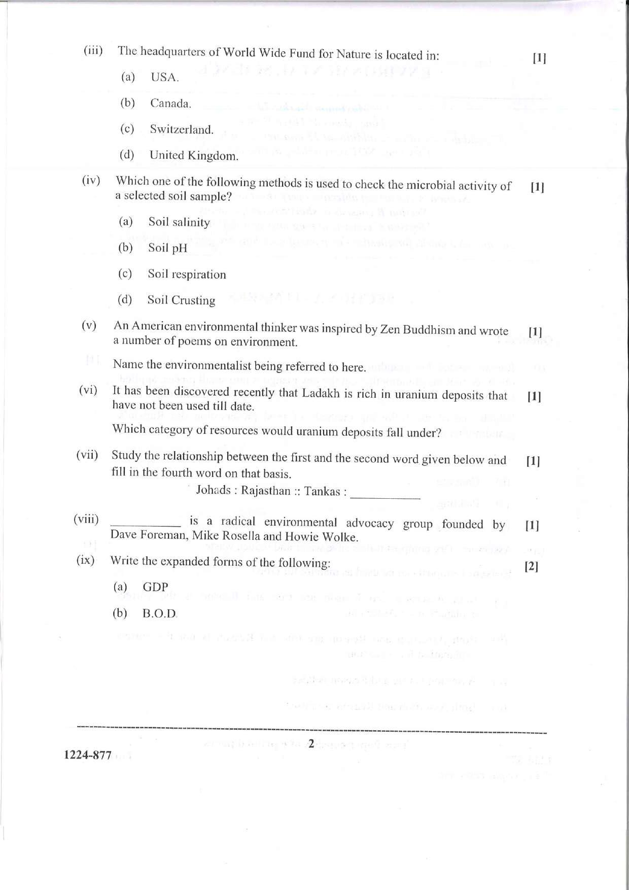 ISC Class 12 Environmental Science 2024 Question Paper - Page 2