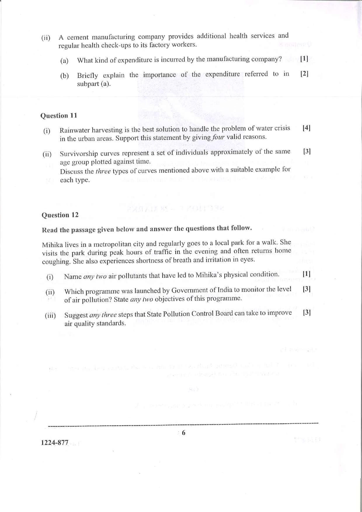 ISC Class 12 Environmental Science 2024 Question Paper - Page 6