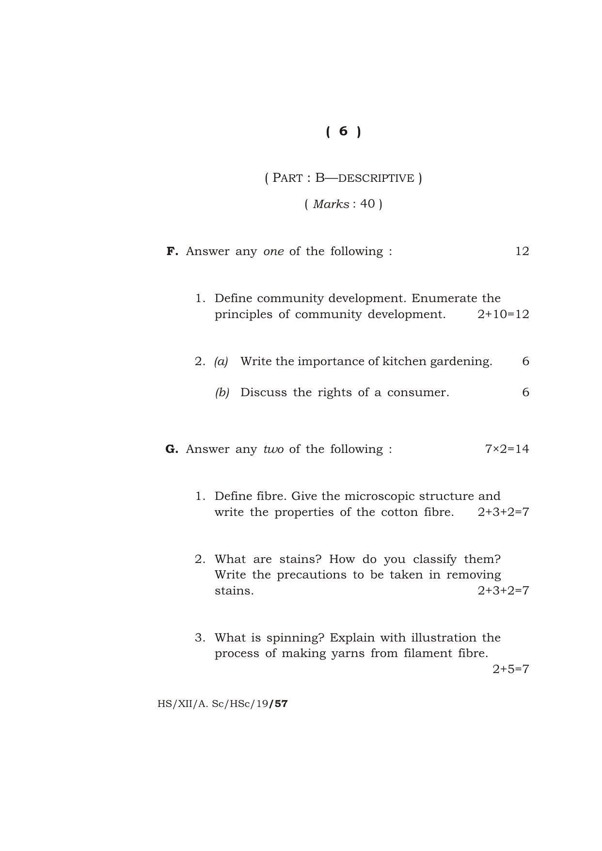 Meghalaya Board (MBOSE) Class 12 HOME SCIENCE 2019 Question Paper - Page 6