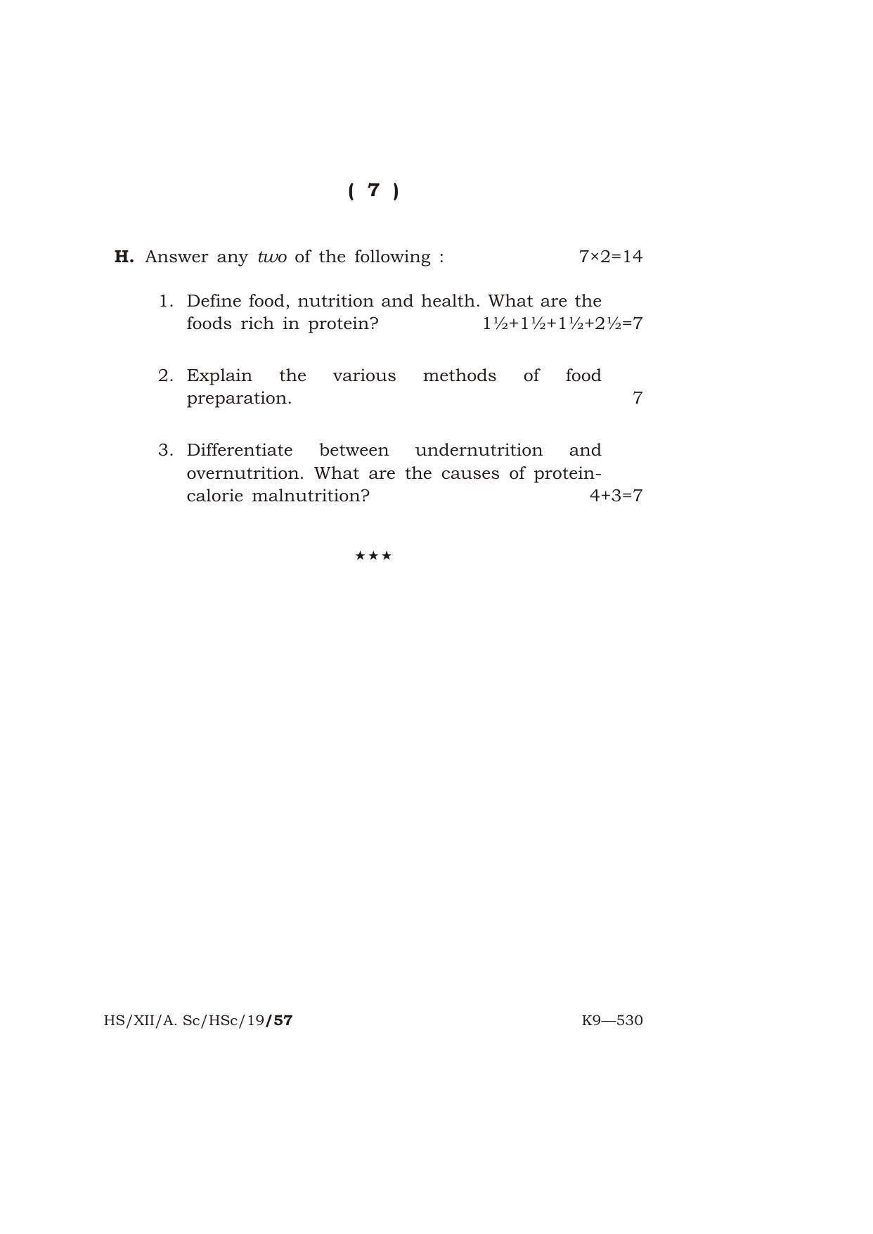 Meghalaya Board (MBOSE) Class 12 HOME SCIENCE 2019 Question Paper - Page 7