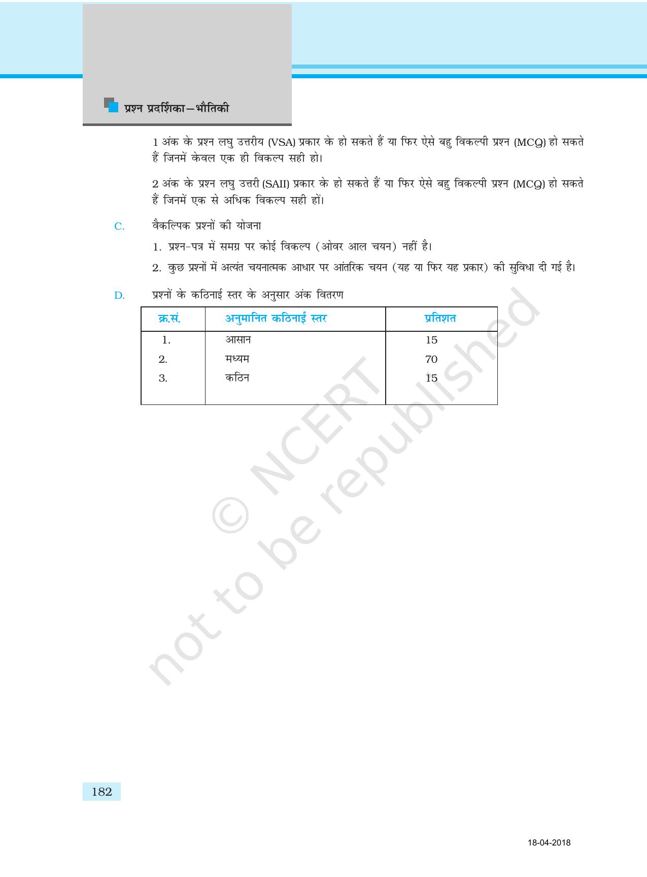 NCERT Exemplar Class 11: भौतिक विज्ञान अध्याय 17 (प्रश्न पत्र का डिज़ाइन ) - Page 2