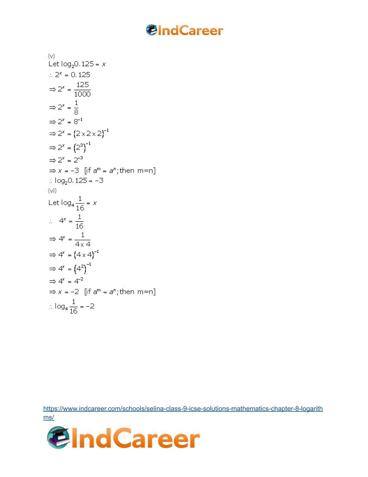 Selina Class 9 ICSE Solutions Mathematics : Chapter 8- Logarithms - Page 5
