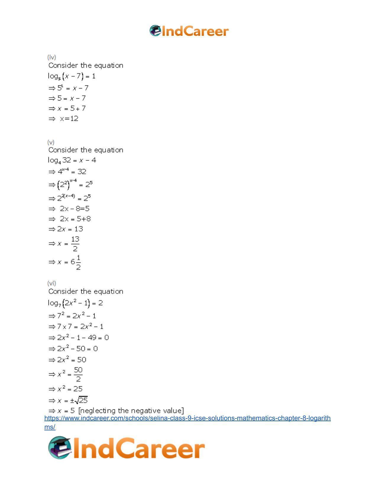 Selina Class 9 ICSE Solutions Mathematics : Chapter 8- Logarithms - Page 9