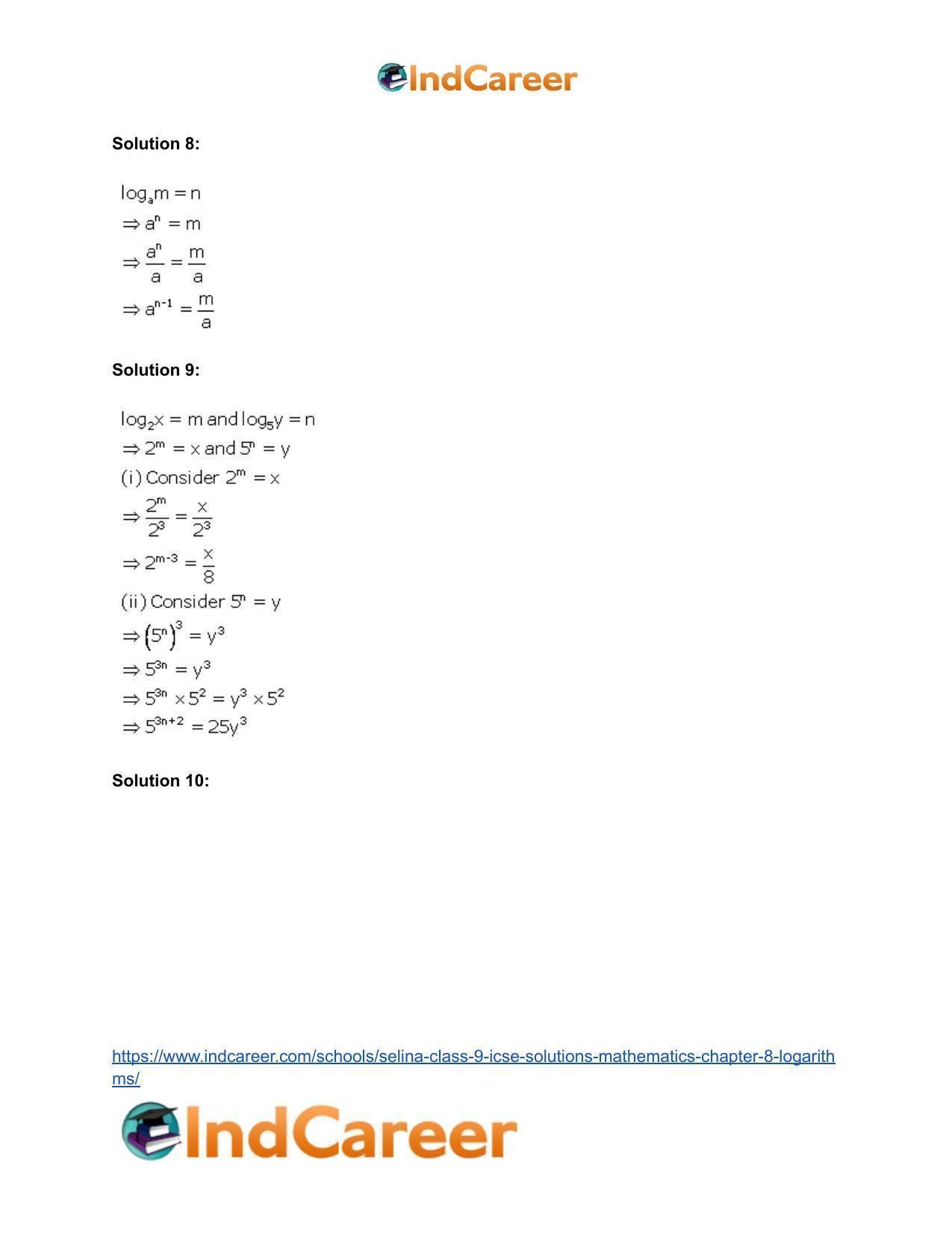Selina Class 9 ICSE Solutions Mathematics : Chapter 8- Logarithms - Page 12