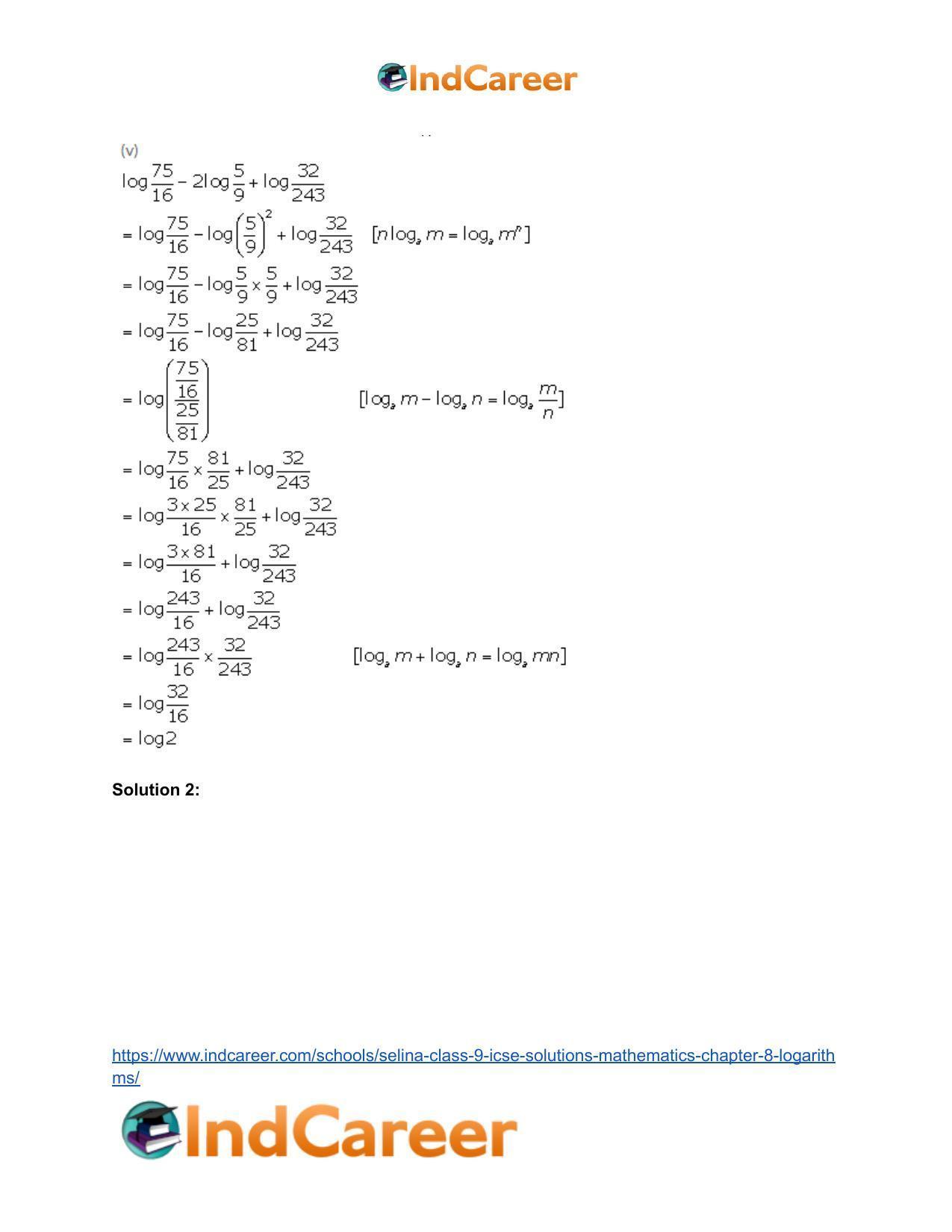 Selina Class 9 ICSE Solutions Mathematics : Chapter 8- Logarithms - Page 16