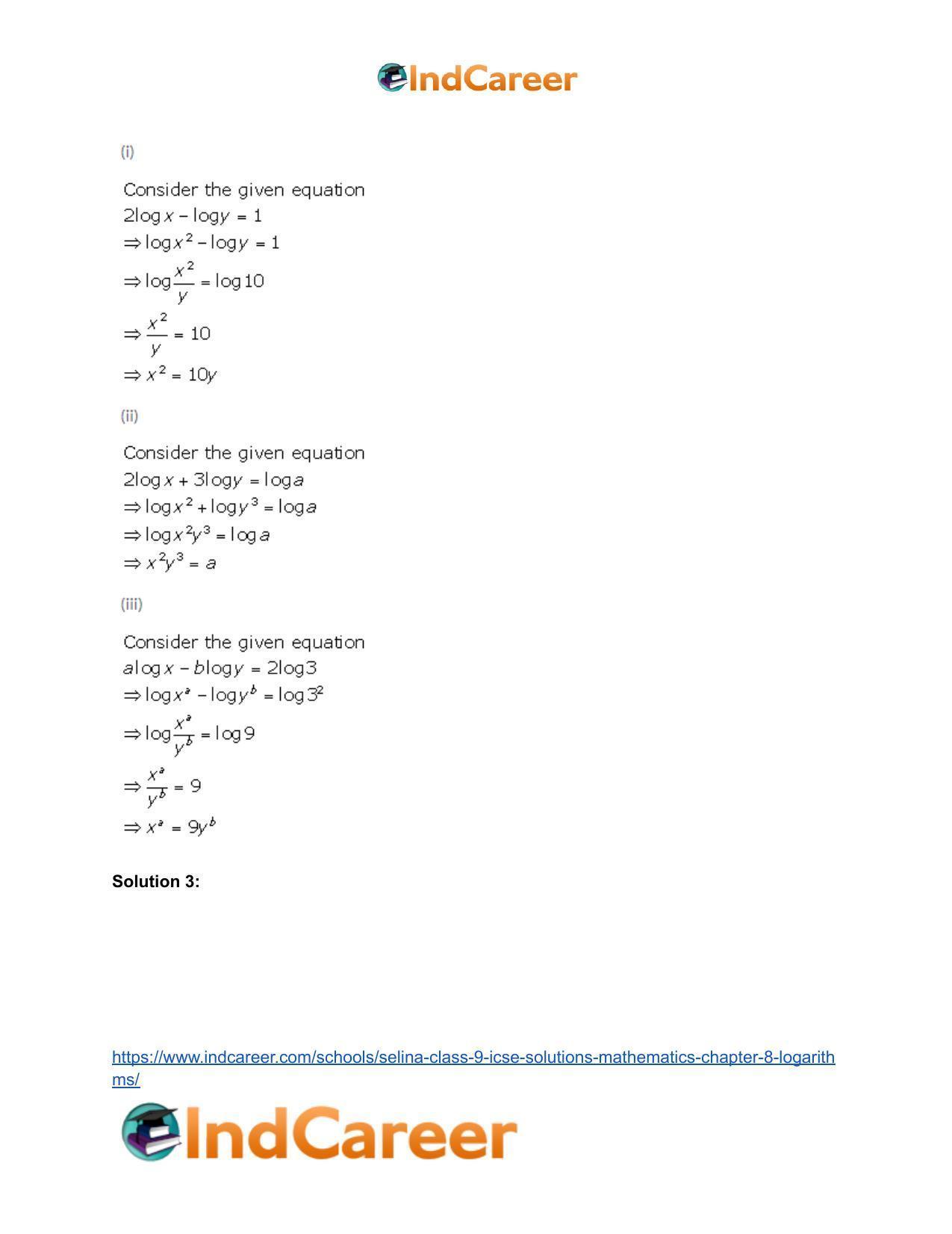 Selina Class 9 ICSE Solutions Mathematics : Chapter 8- Logarithms - Page 17
