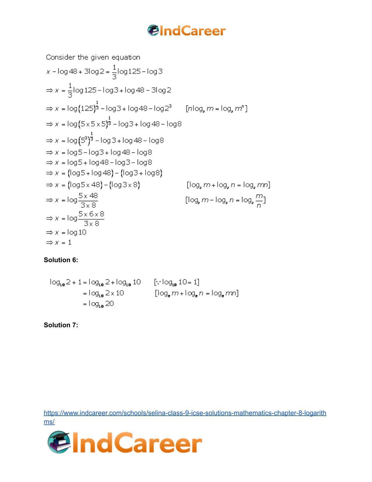 Selina Class 9 ICSE Solutions Mathematics : Chapter 8- Logarithms - Page 21