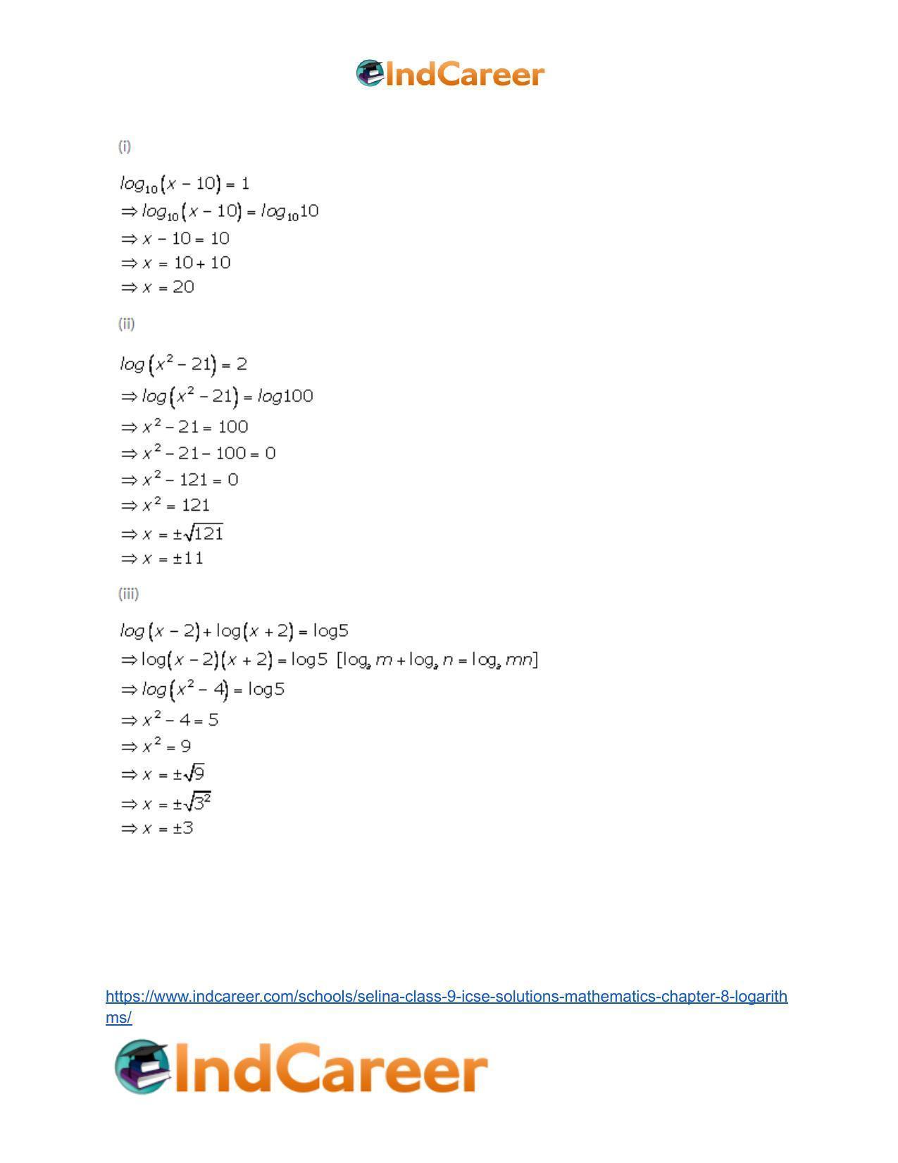 Selina Class 9 ICSE Solutions Mathematics : Chapter 8- Logarithms - Page 22