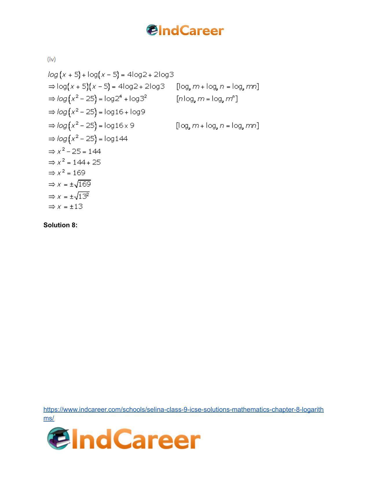 Selina Class 9 ICSE Solutions Mathematics : Chapter 8- Logarithms - Page 23