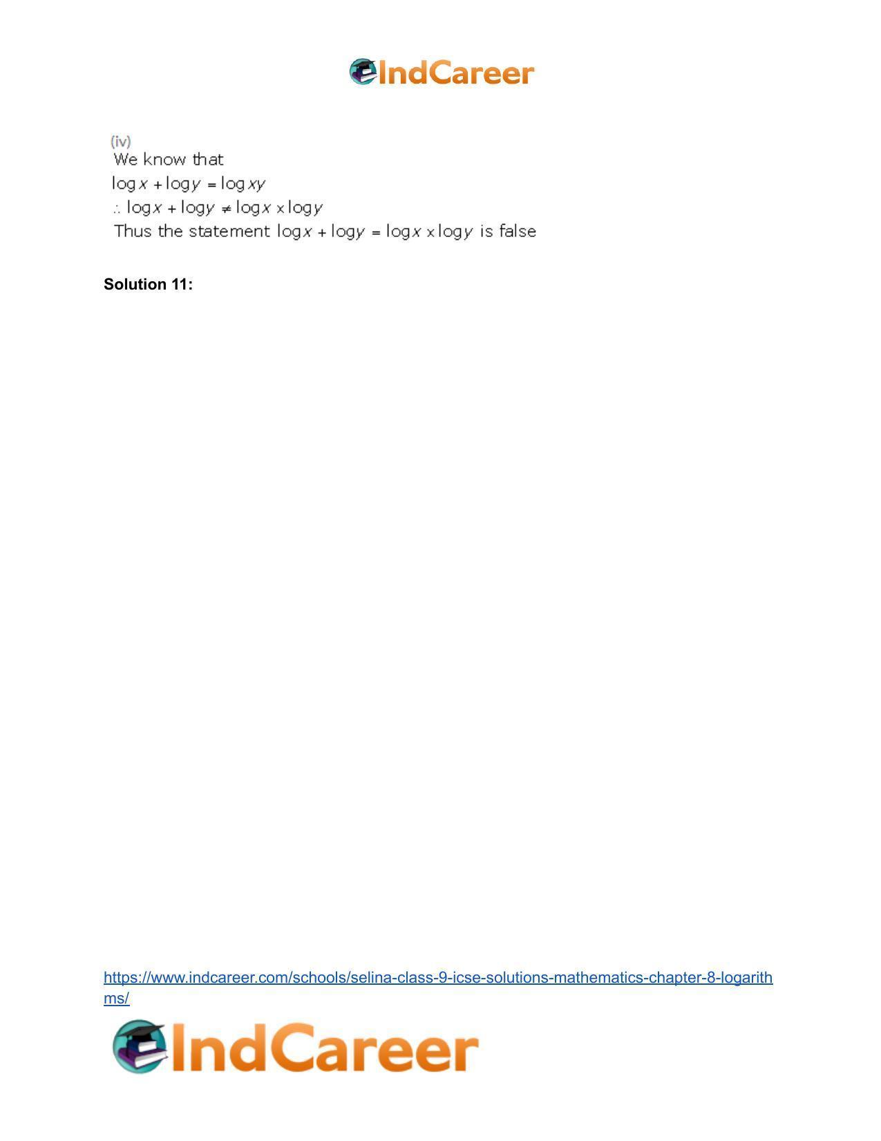 Selina Class 9 ICSE Solutions Mathematics : Chapter 8- Logarithms - Page 28